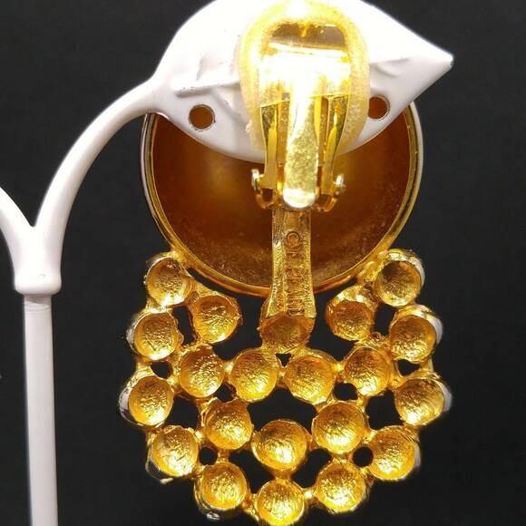 Vintage Edwin Pearl Runway Earrings, Gold Plate, 1950s Mid-century Modern - Picture 4 of 9